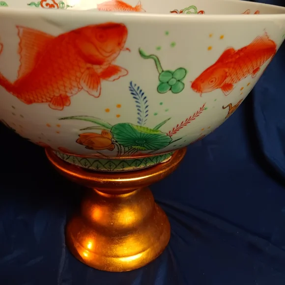 VTG Andrea By Sadek Chinese Porcelain Fish Themed Punch